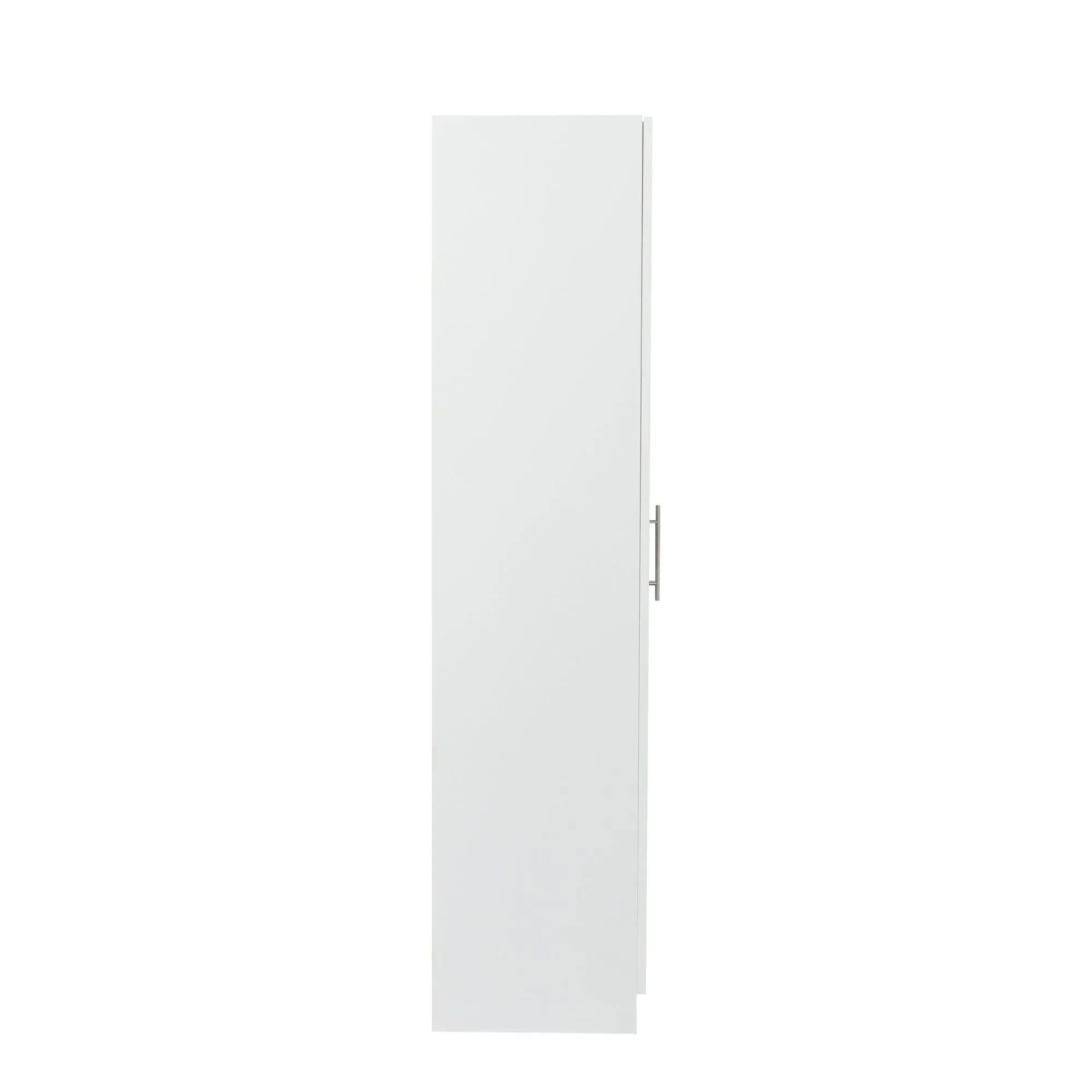 High wardrobe and kitchen cabinet with 2 doors and 3 partitions to separate 4 storage spaces, White