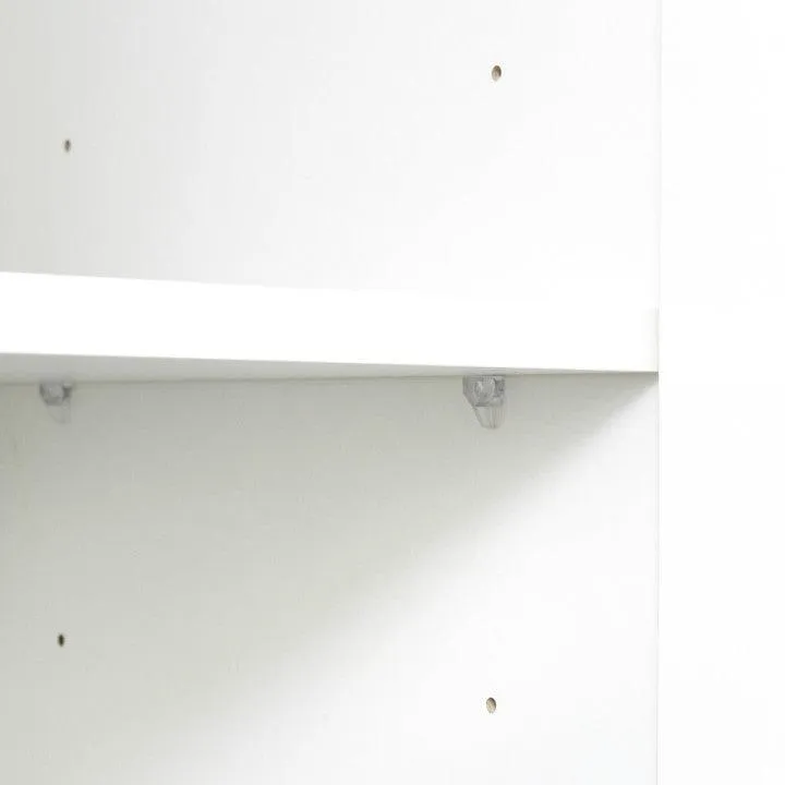 High wardrobe and kitchen cabinet with 2 doors and 3 partitions to separate 4 storage spaces, White