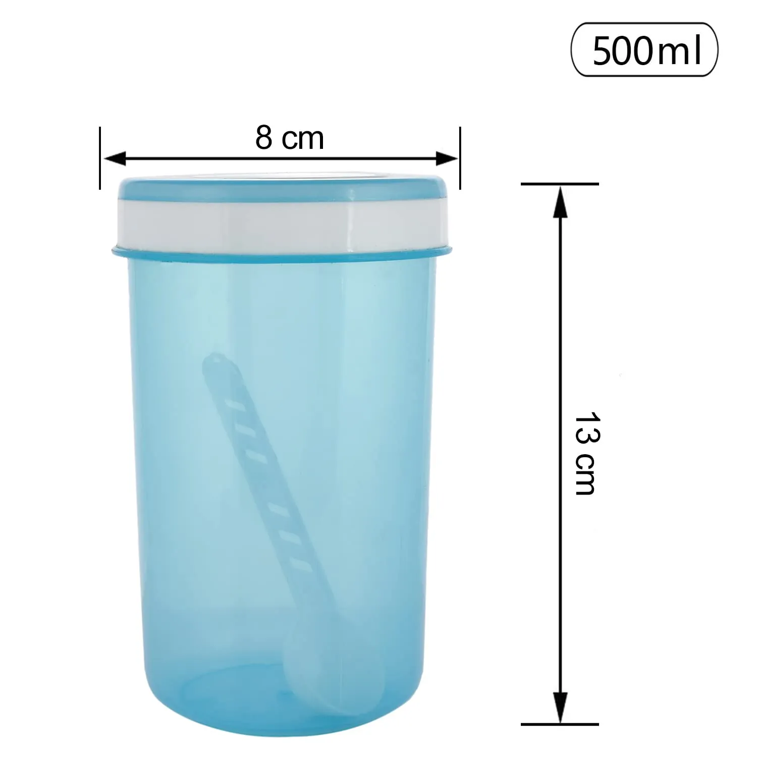 Kuber Industries Containers Set for Kitchen|BPA-Free Plastic 500 ML Storage Containers Set With Spoon for Kitchen|Pack of 9 (Sky Blue)