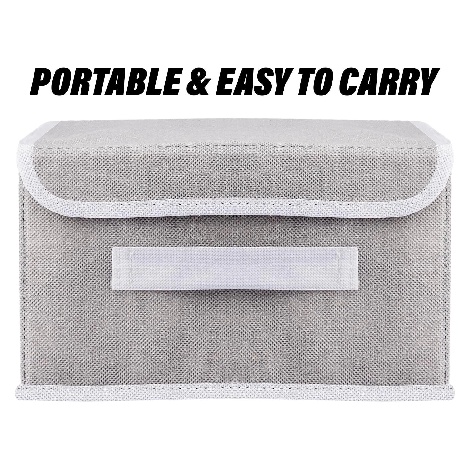 Kuber Industries Drawer Storage Box | Plain Dhakkan Storage Box | Non-Woven Clothes Organizer For Toys | Storage Box with Handle | Medium | Gray