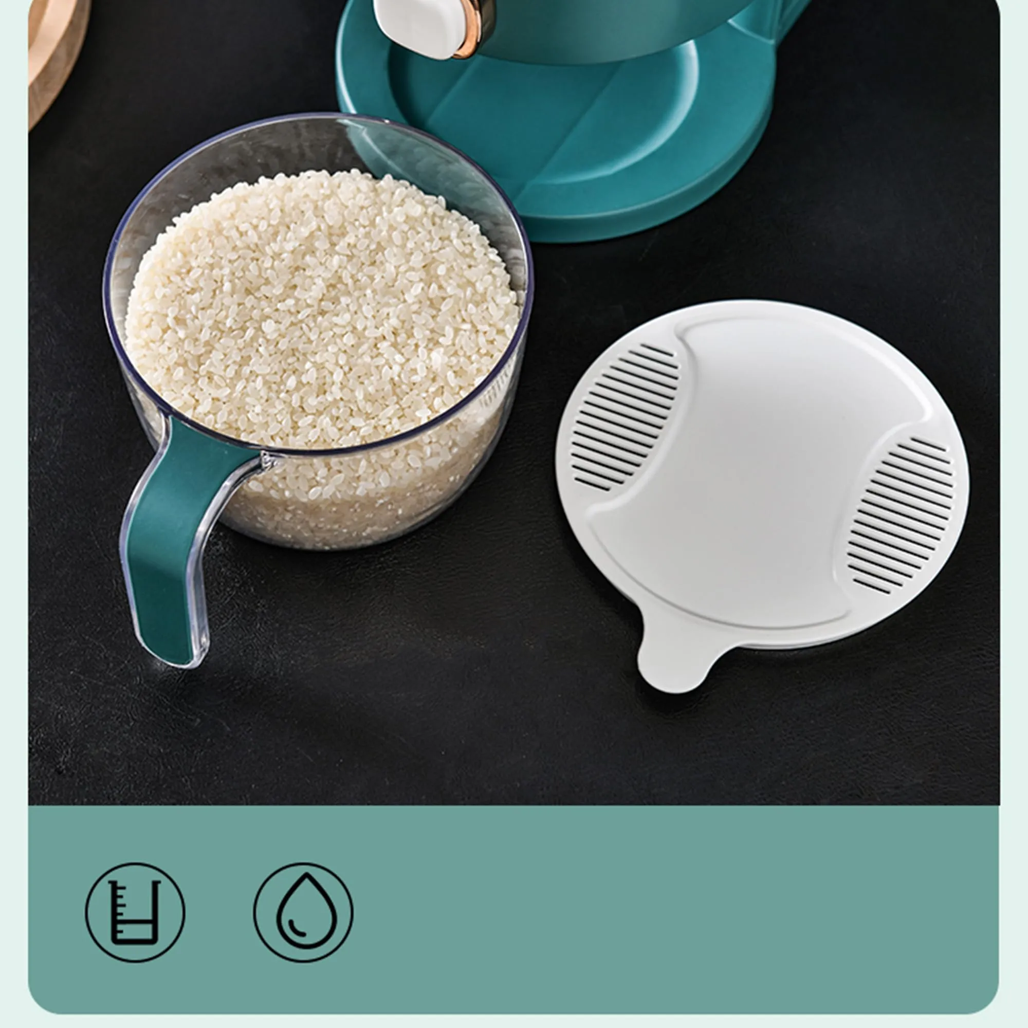Kuber Industries Kitchen Storage Dispenser| Moisture Proof Dust Proof | Rice Cereal Dal Storage Dispenser Box| Transparent Metering Cylinder| Measurable Cup | 2021 | White