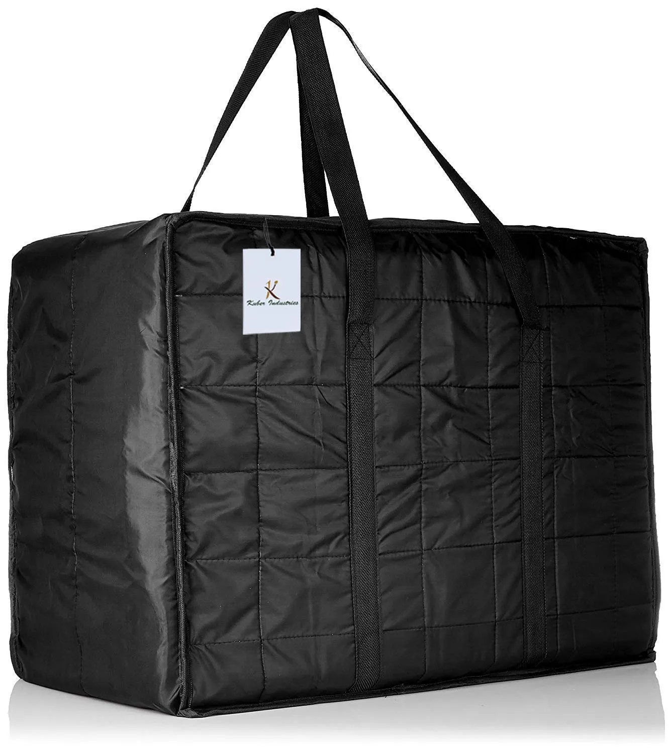 Kuber Industries Parachute 2 Pieces Big Underbed Moisture Proof Storage Bag with Zippered Closure and Handle, Black - CTKTC9094