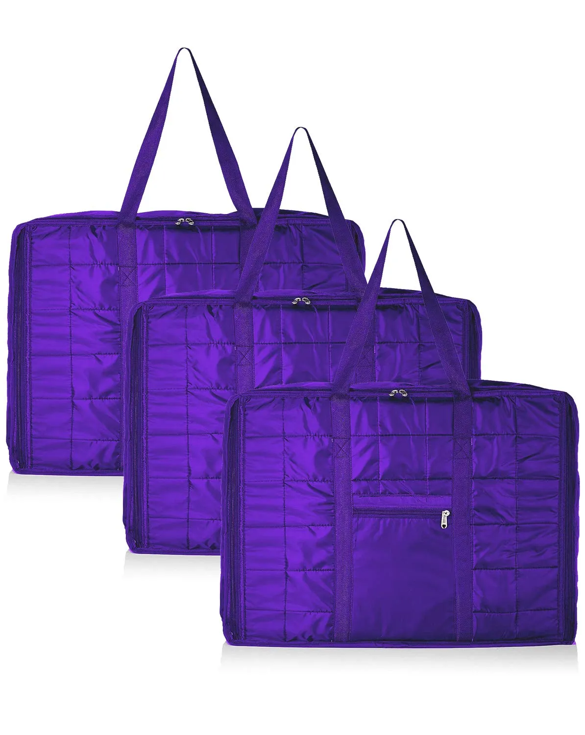 Kuber Industries Parachute 3 Pieces Big Underbed Moisture Proof Storage Bag with Zippered Closure and Handle, Royal Blue -CTKTC6335