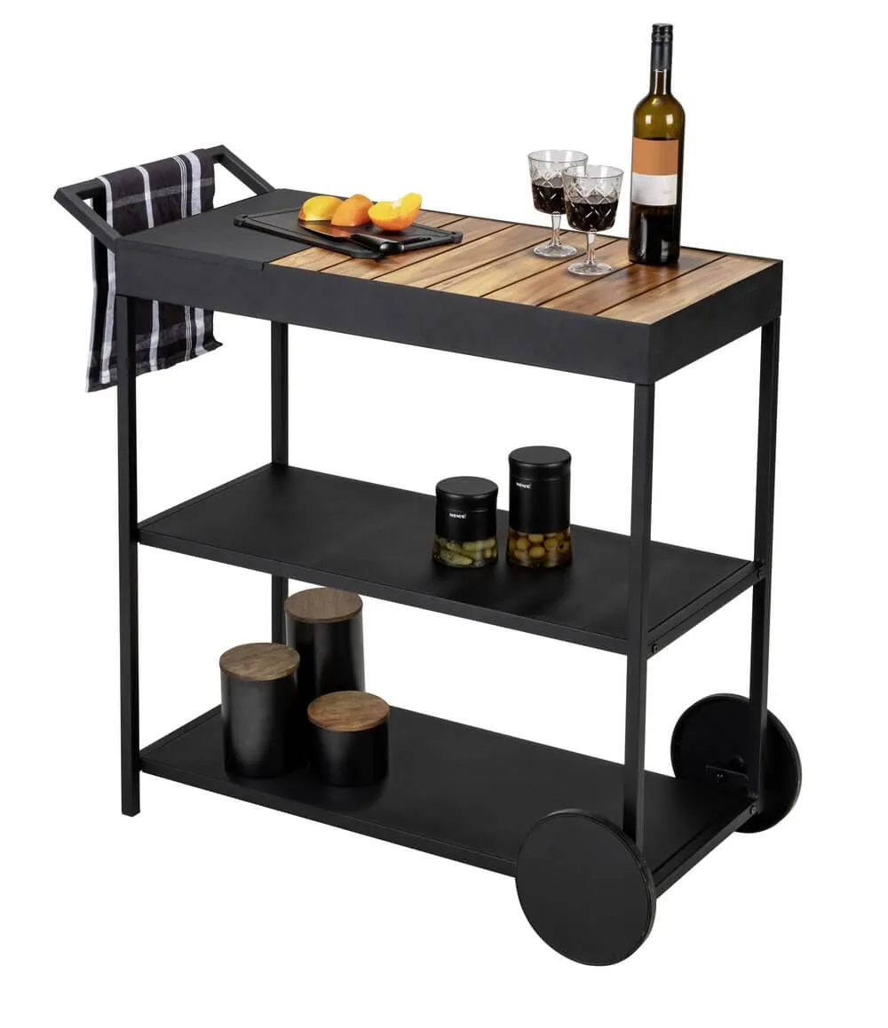 Miro 3 Tier Kitchen Trolley Matte Black