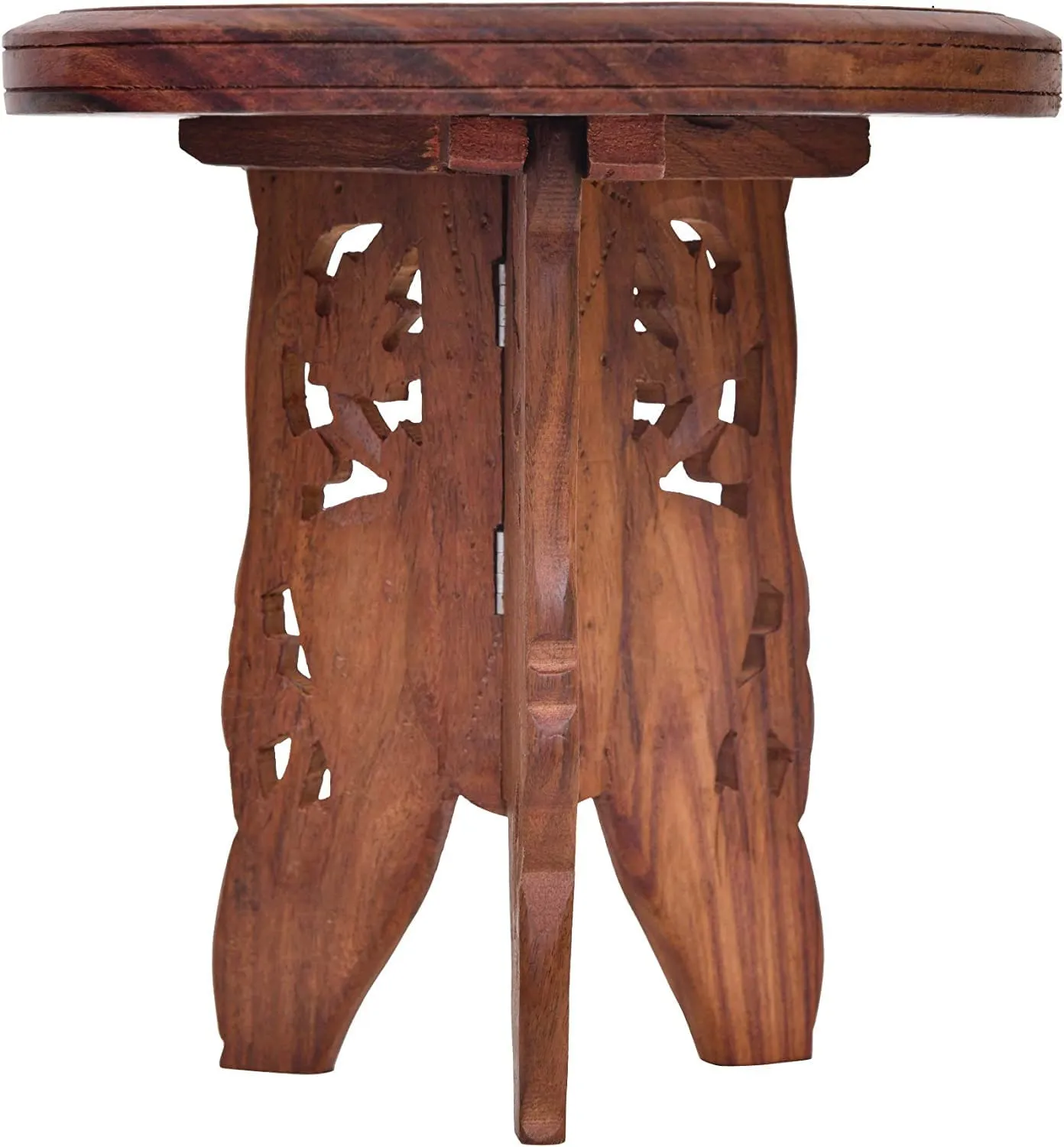 Noble Wood Crafts Wooden Sturdy Faldable Coffee Table for Living Room & Kids 12 inch Round with 3 Legs