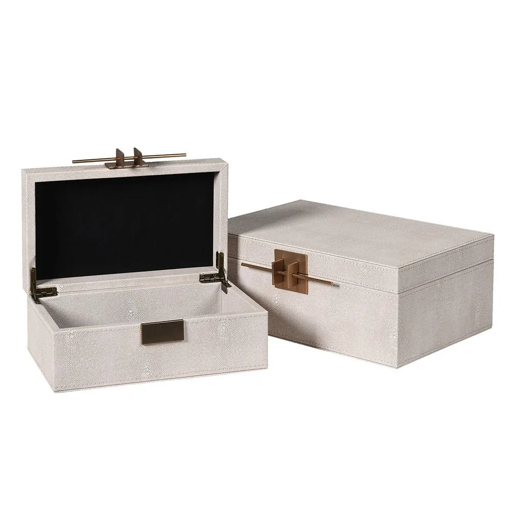 Opus Ivory Faux Leather Storage Boxes – Set of 2