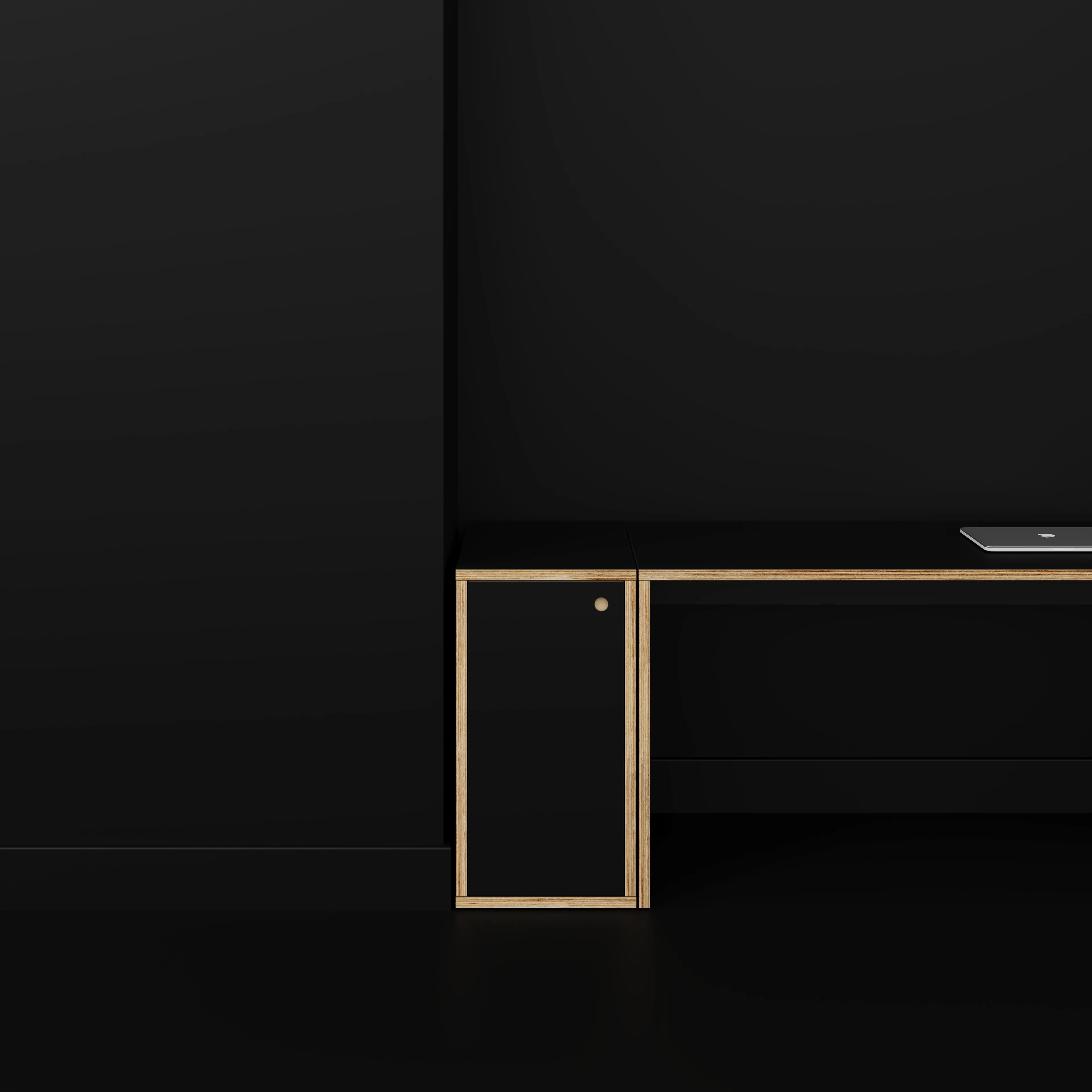 Plywood Storage with Doors - Formica Diamond Black - 400(w) x 600(d) x 750(h)