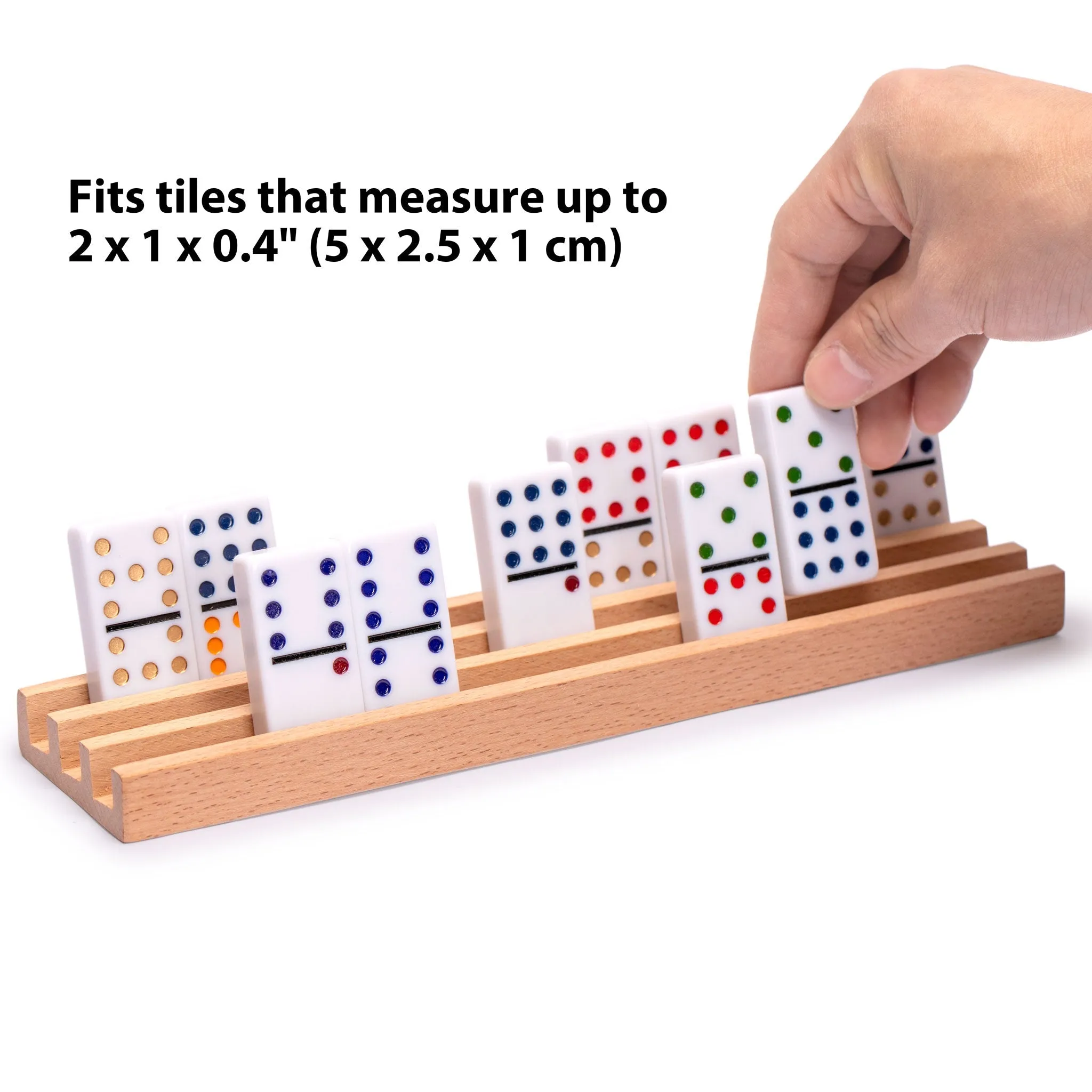 Premium Beechwood Domino Racks/Trays - Set of 4