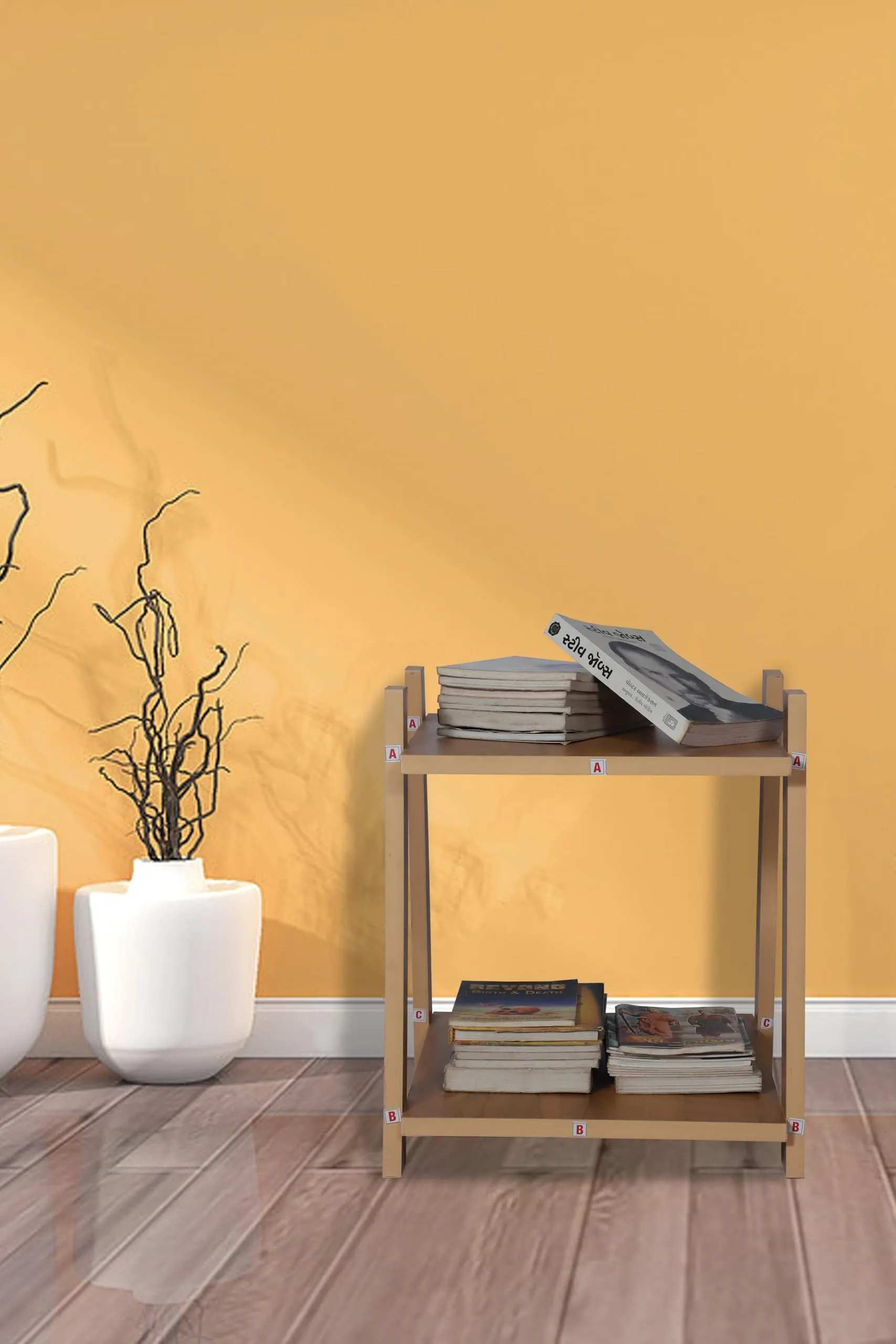 SBF Furniture Engineered Wood Modern Side Tables for Small Spaces, 4 Leg Triangle Shape Accent Table Coffee Table Living Room (Oak Yellow)