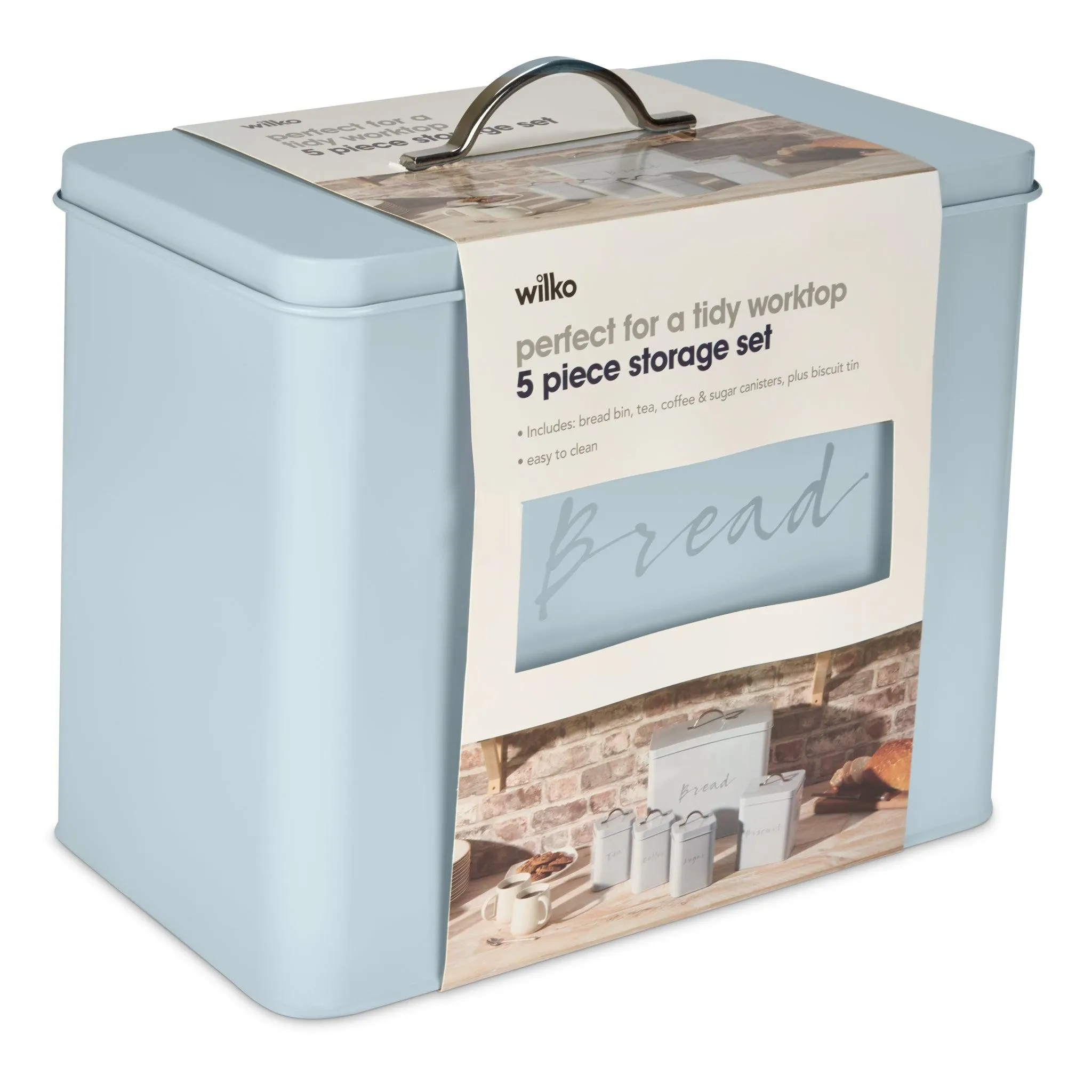 Set of 5 Kitchen Storage Canisters - Blue Luxe