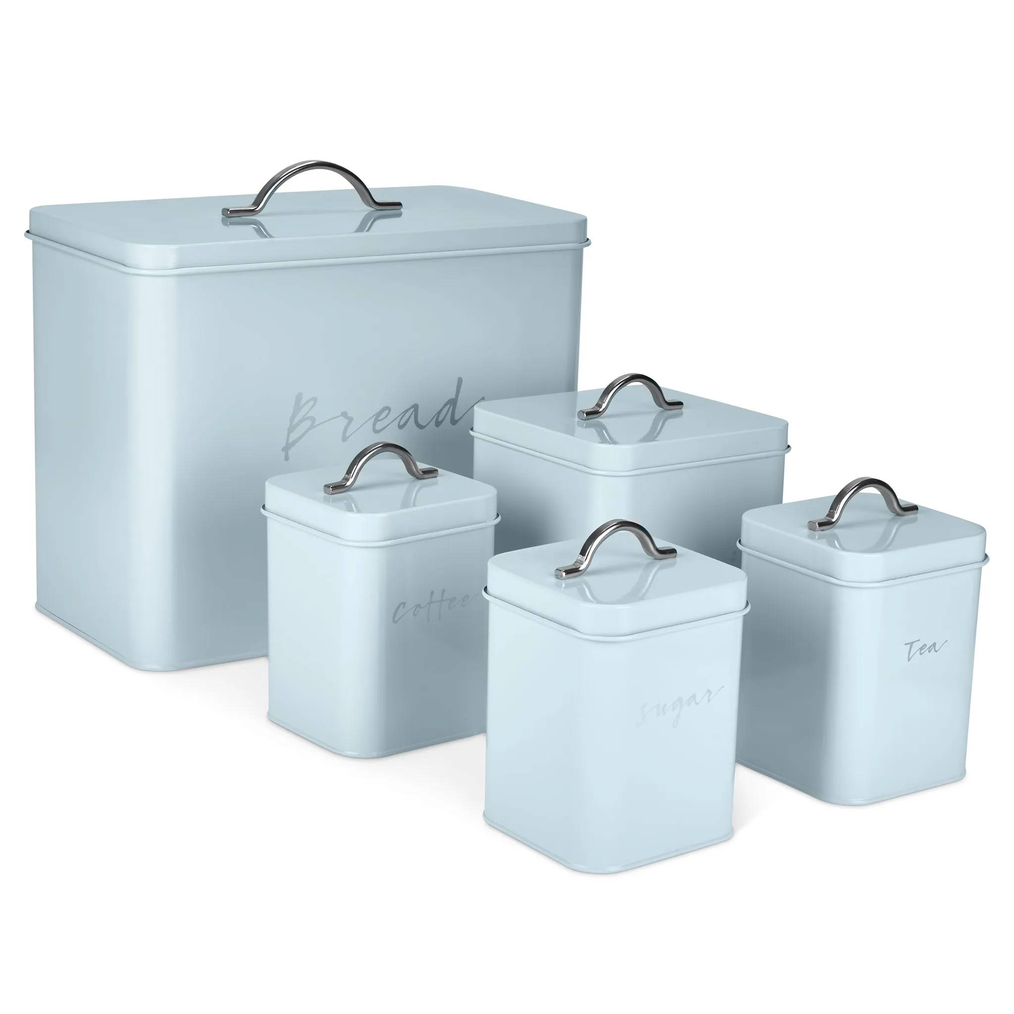 Set of 5 Kitchen Storage Canisters - Blue Luxe
