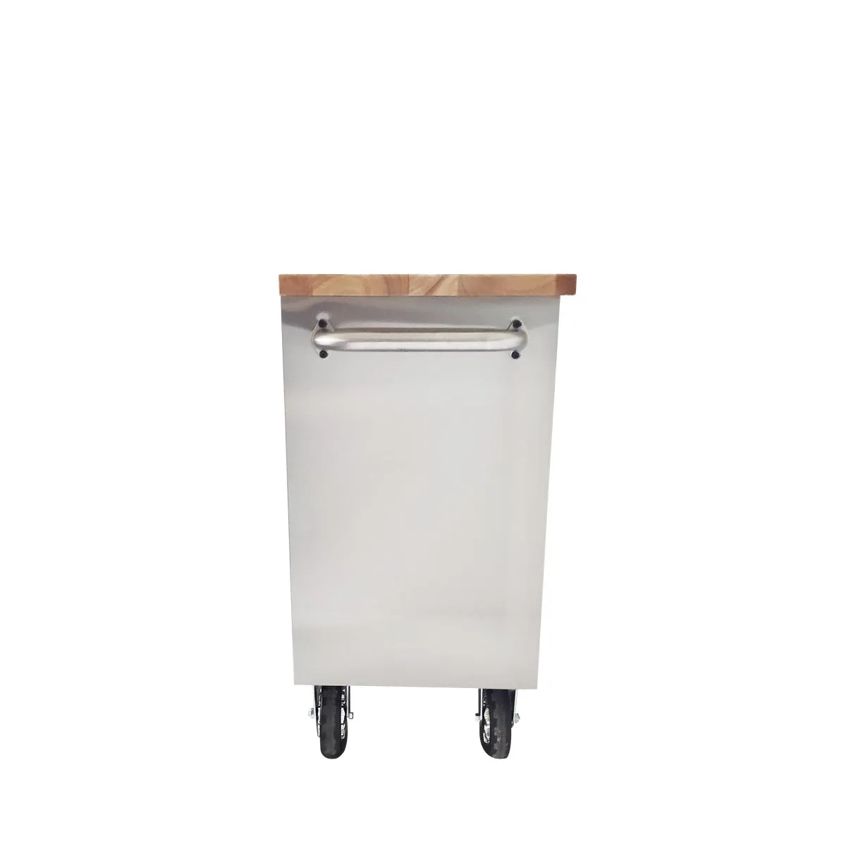 TMG Industrial 96” Stainless Steel Rolling Workbench, Rubberwood Tabletop, 24 Lockable Drawers, Locking Wheels, TMG-WB9624S