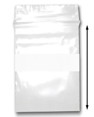Various Sizes of Reclosable Plastic Zipper Bags 2 Mil, WHITE BLOCK CENTER. (100 Bags)